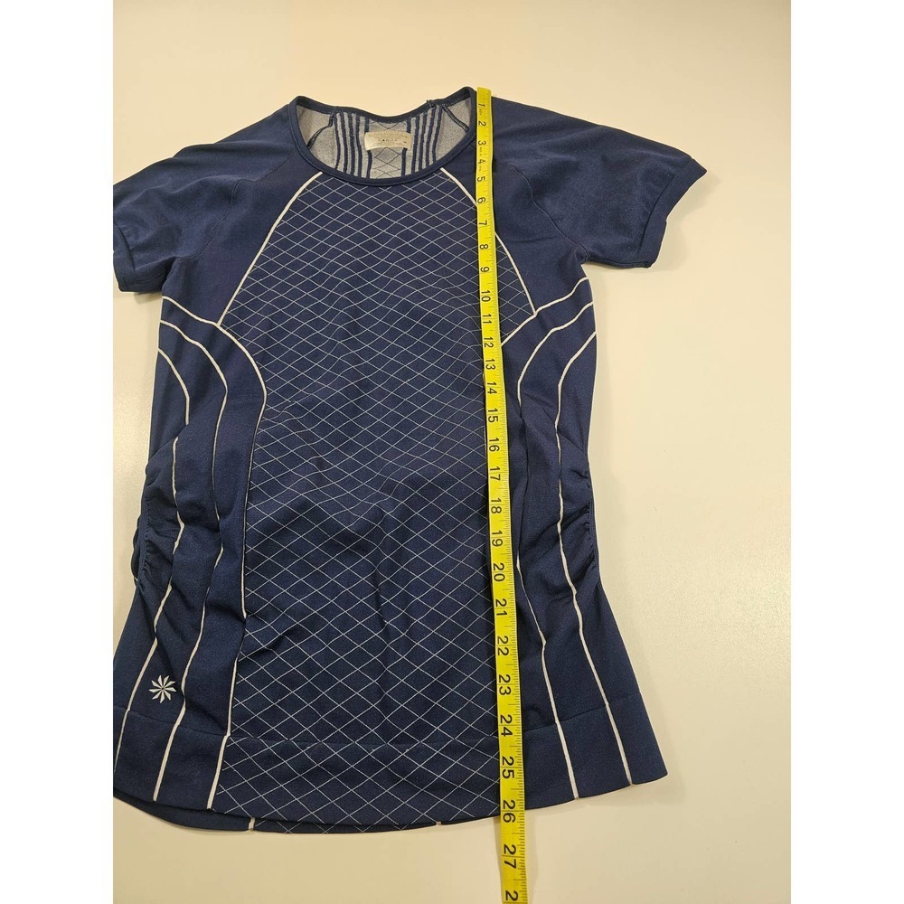 Athleta Navy Short Sleeve Workout Yoga Running Top Medium - Picture 6 of 7